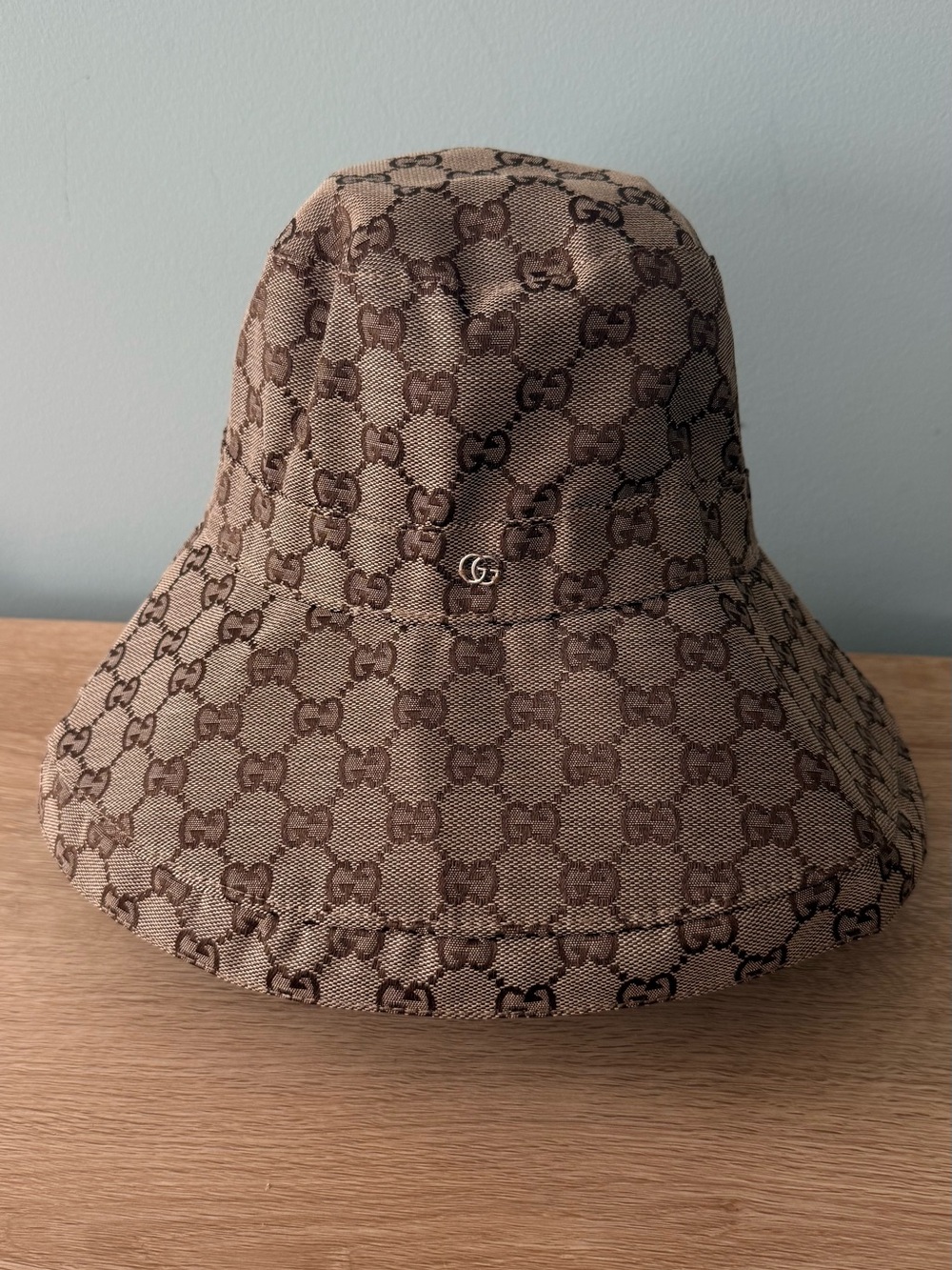 Gucci monogram canvas wide brim bucket hat